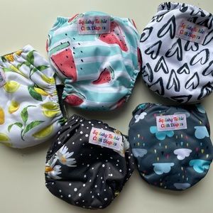 Cloth Diapers (5) - Squishy Tushie - New Born AIO - Never Used